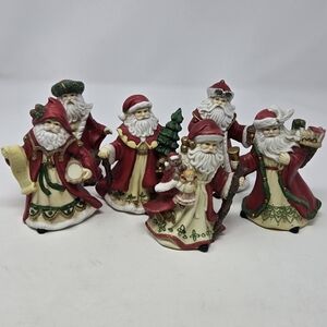 VINTAGE LOT OF 6 SANTA CLAUS FIGURINES MIDWEST OF CANNON FALLS OLD WORLD XMAS